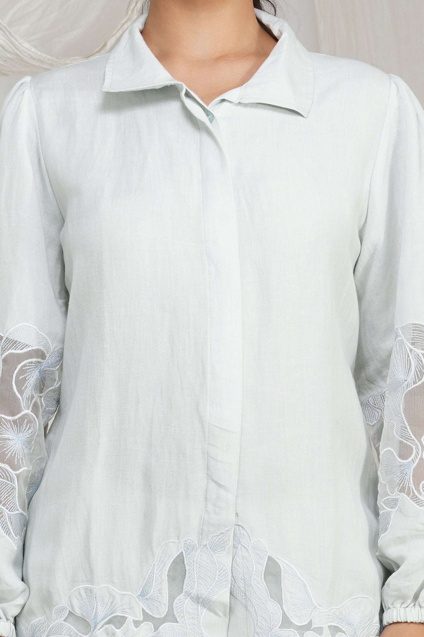 Mint Meadow Cotton Embroidered Co-ord Set