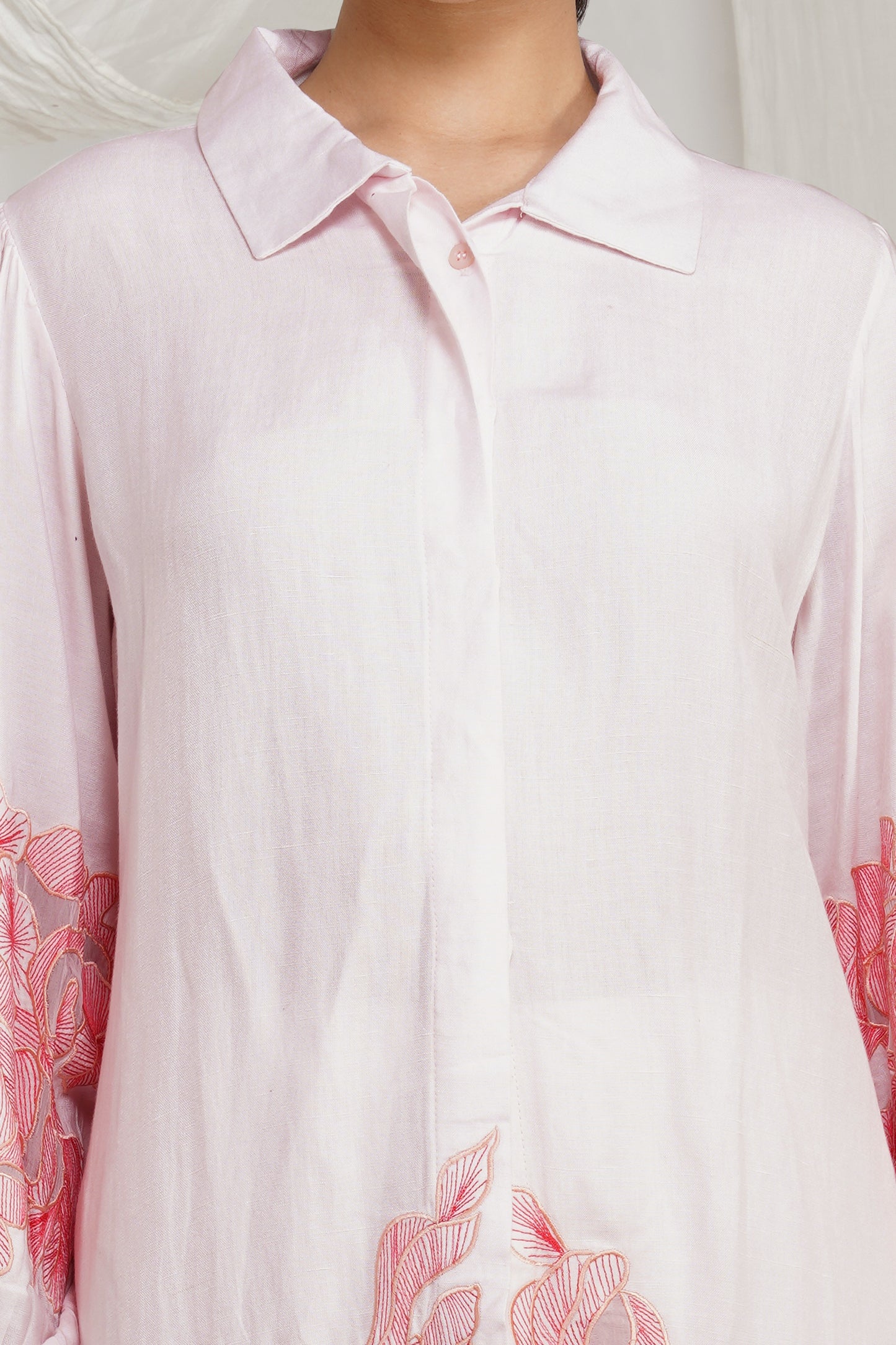 The Frosted Elegance Cotton Embroidered Co-ord Set