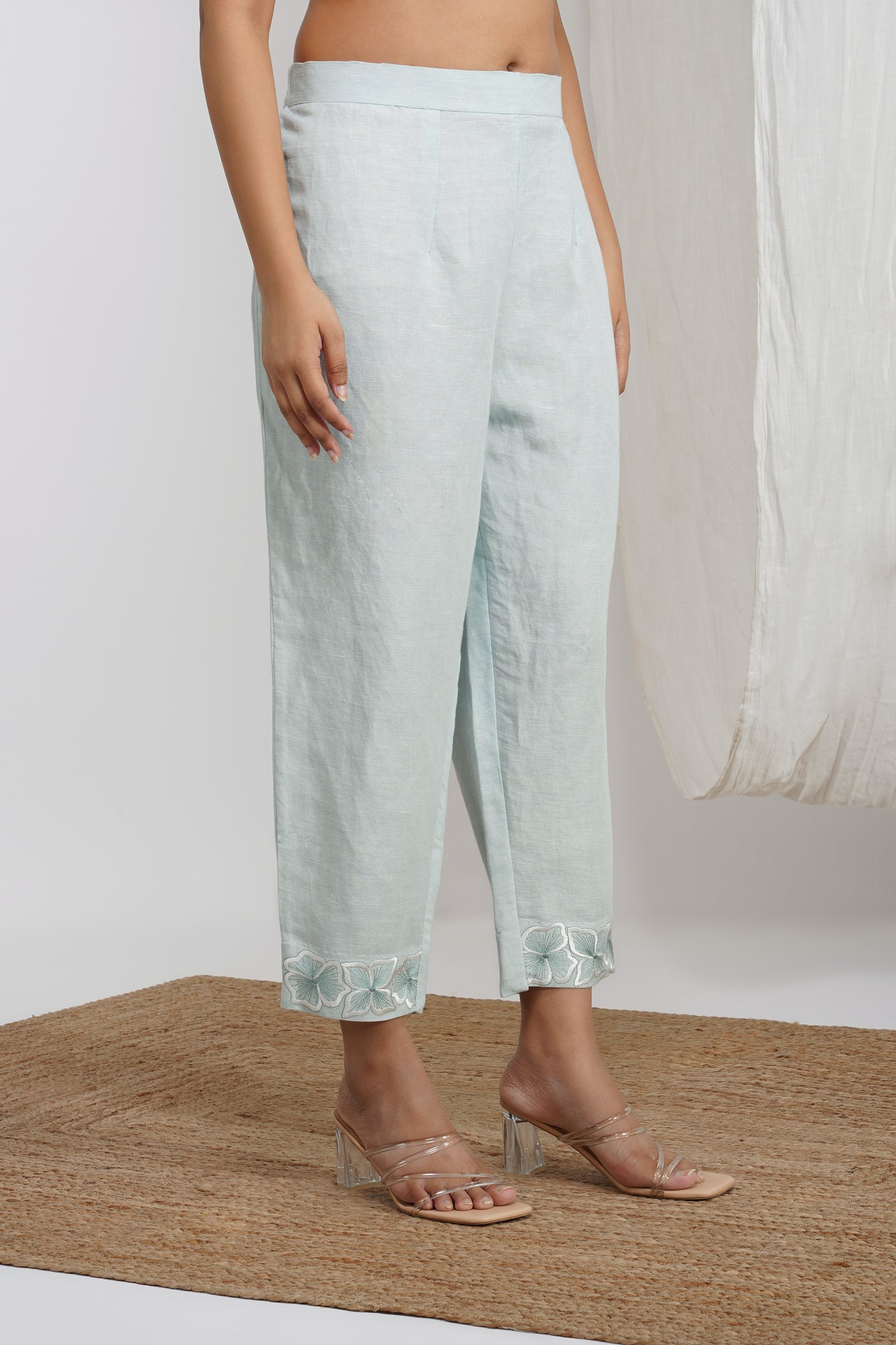 Icy Blue Breeze Cotton Embroidered Co-ord Set