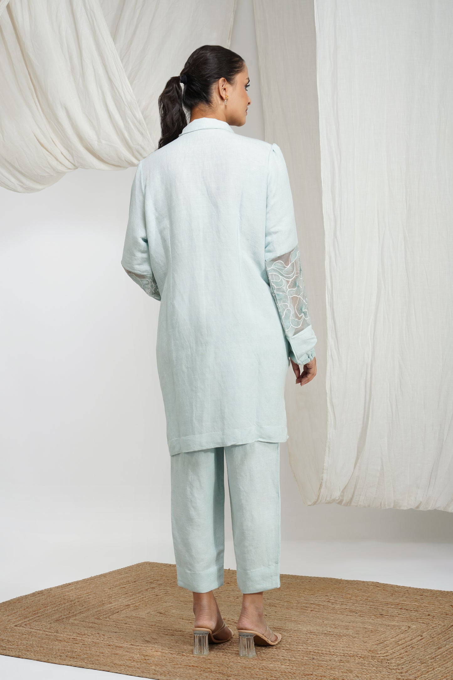 Icy Blue Breeze Cotton Embroidered Co-ord Set