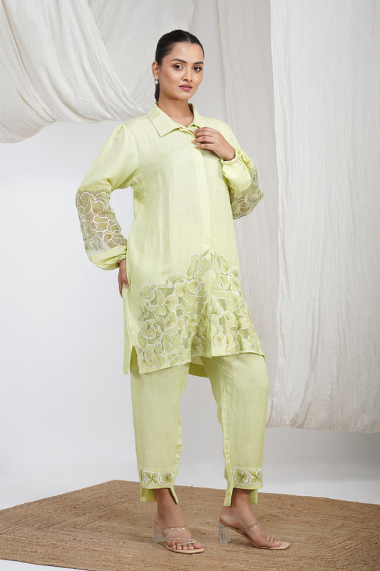 Mint Meadow Cotton Embroidered Co-ord Set