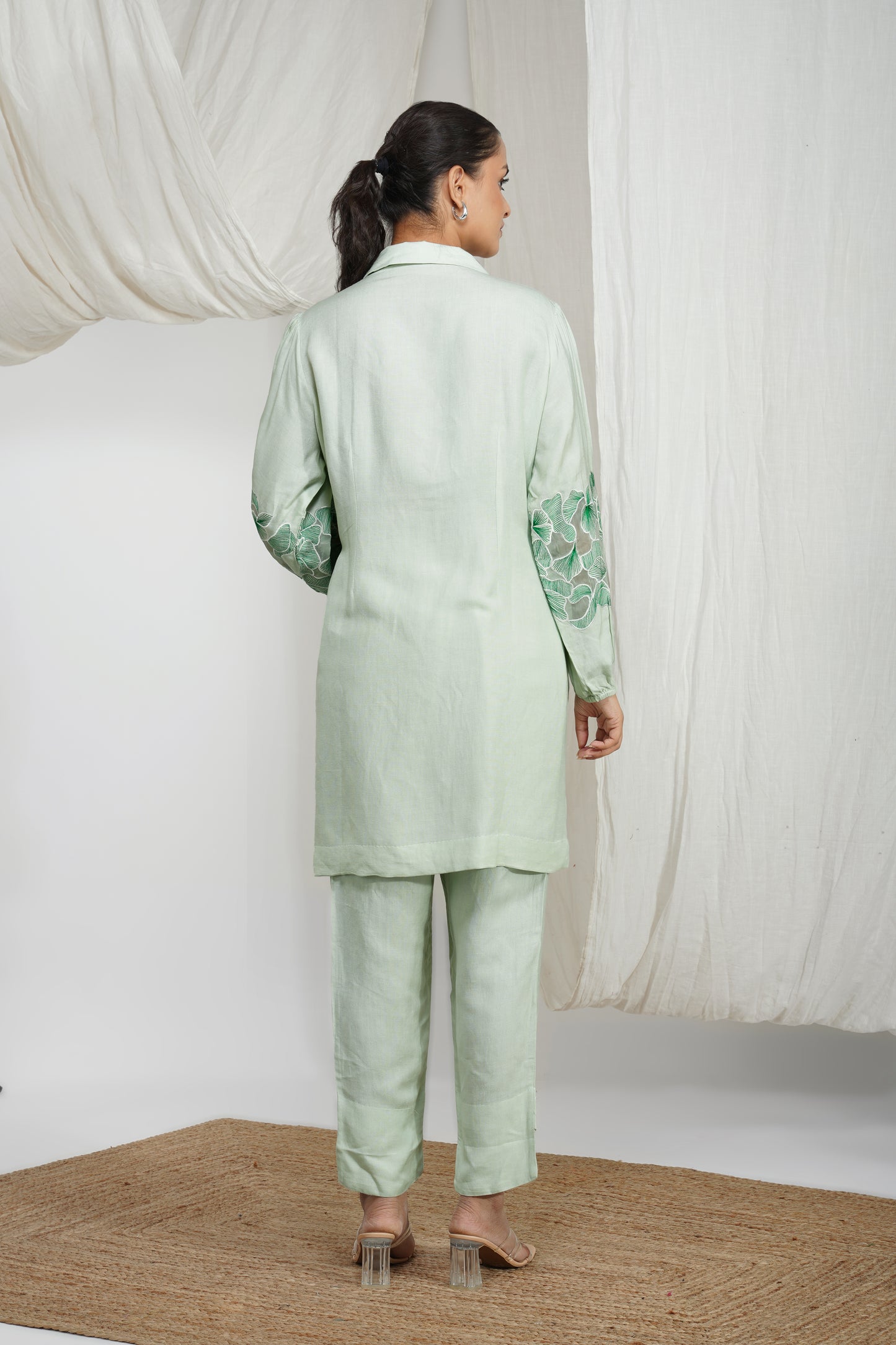 Icy Blue Breeze Cotton Embroidered Co-ord Set